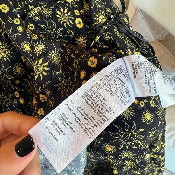 Sandro Women's Black Carolina Gathered Tie Floral-Print Maxi Dress Size 36 - Picture 5 of 8